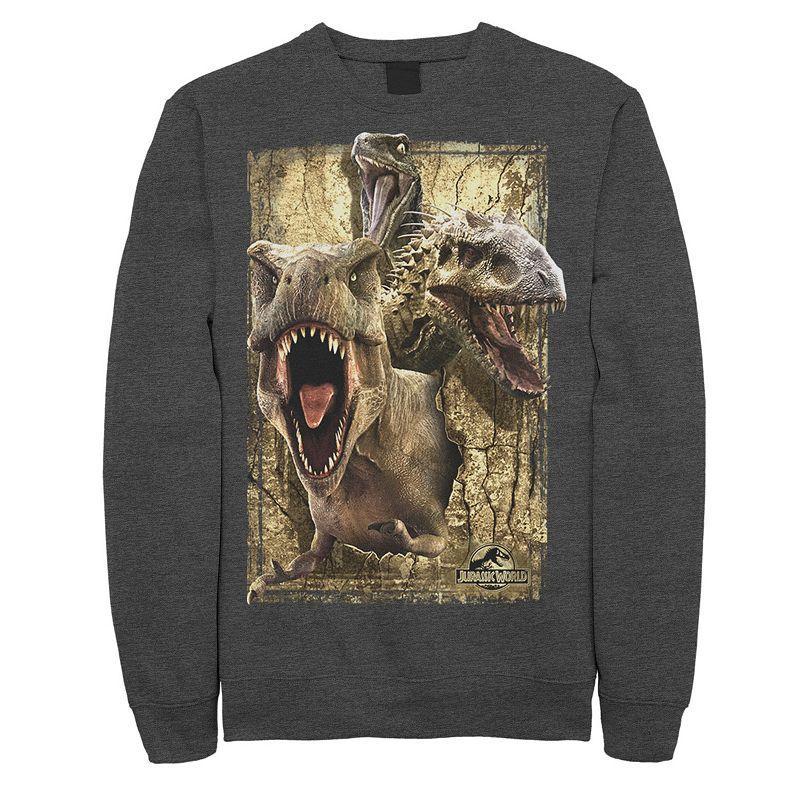 Mens Jurassic World T-Rex Indominus Rex & Raptor Fleece Pullover Product Image