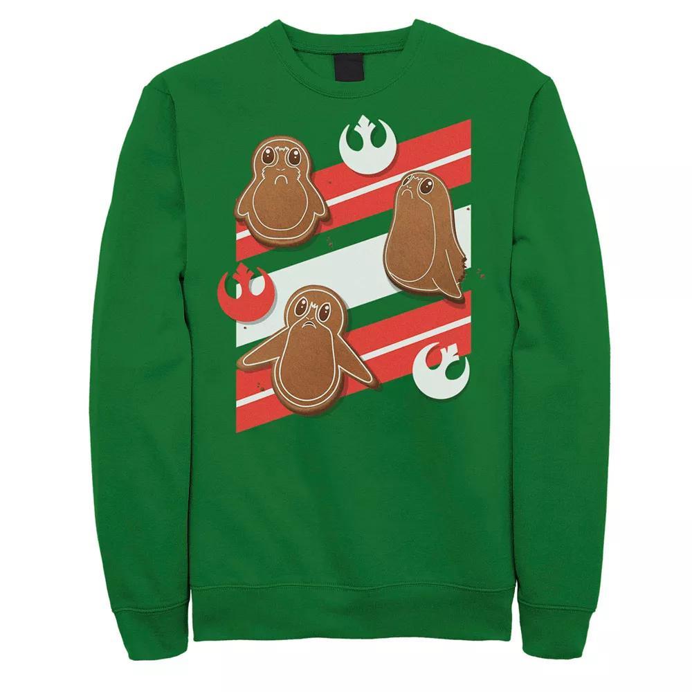 Men's Star Wars Porg Gingerbread Cookies Christmas Sweatshirt, Size: XL, Kelly Product Image