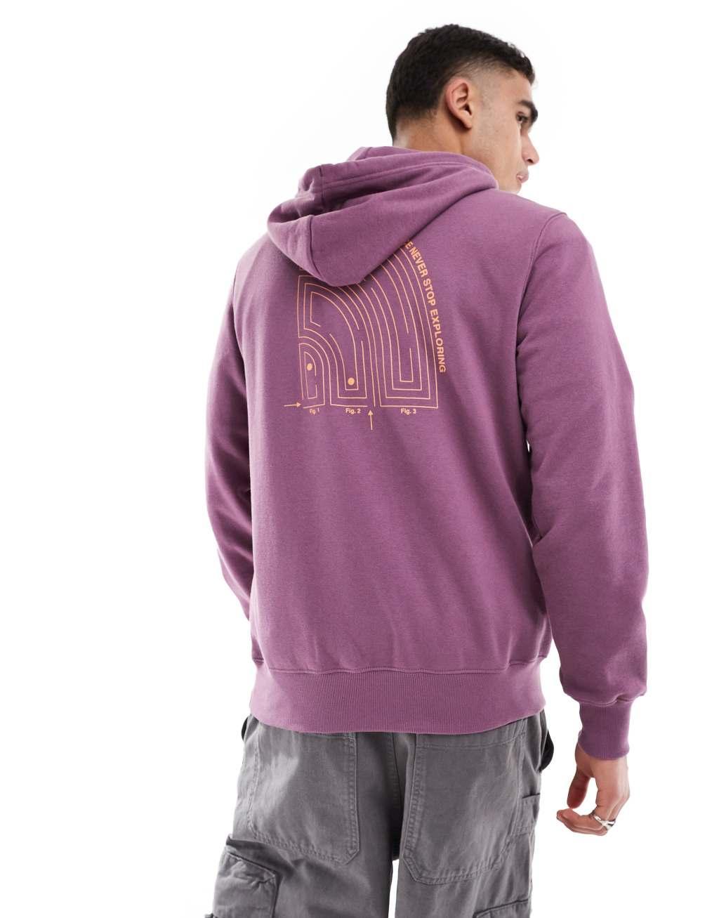 The North Face Brand Proud pullover hoodie with graphic back print in mauve Product Image