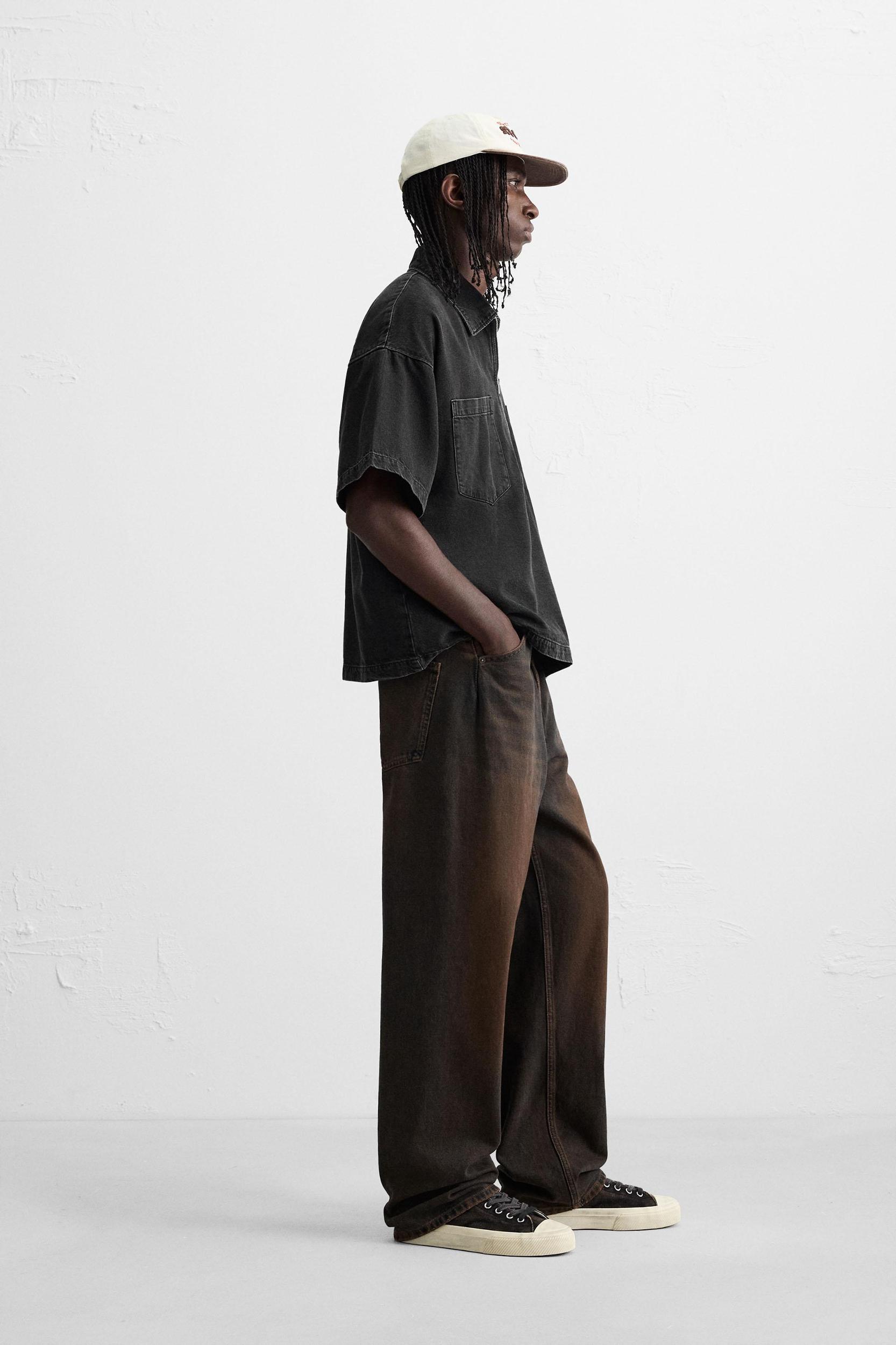 ZIPPER DENIM POLO SHIRT Product Image