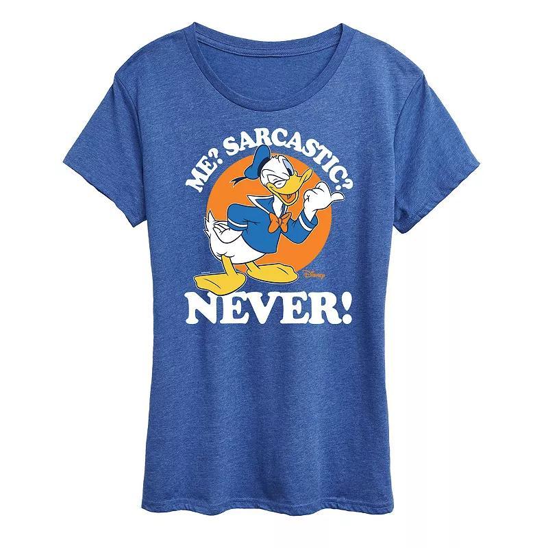 Disney's Donald Duck Women's Me Sarcastic Never Graphic Tee, Size: XL, Grey Royal Blue Product Image