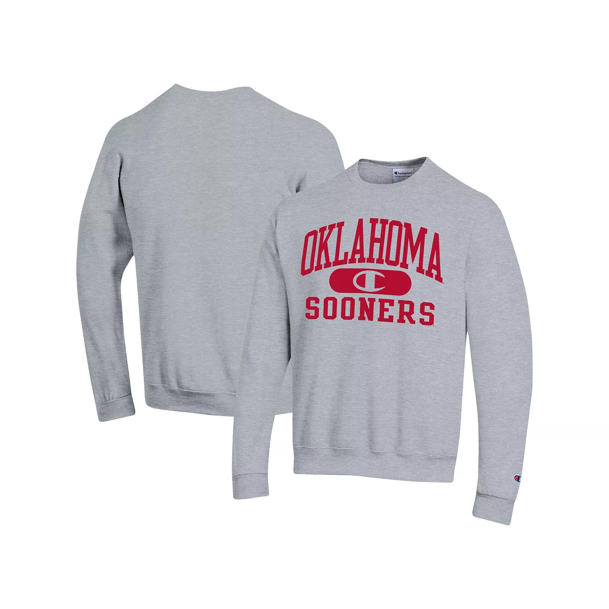 Men's Champion Heather Gray Oklahoma Sooners Arch Pill Sweatshirt,  Product Image