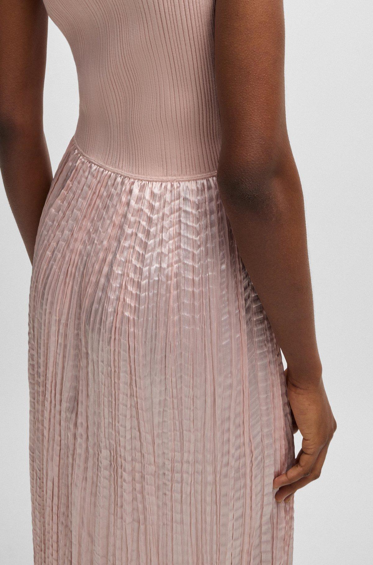 Knitted dress with lustrous structured skirt Product Image