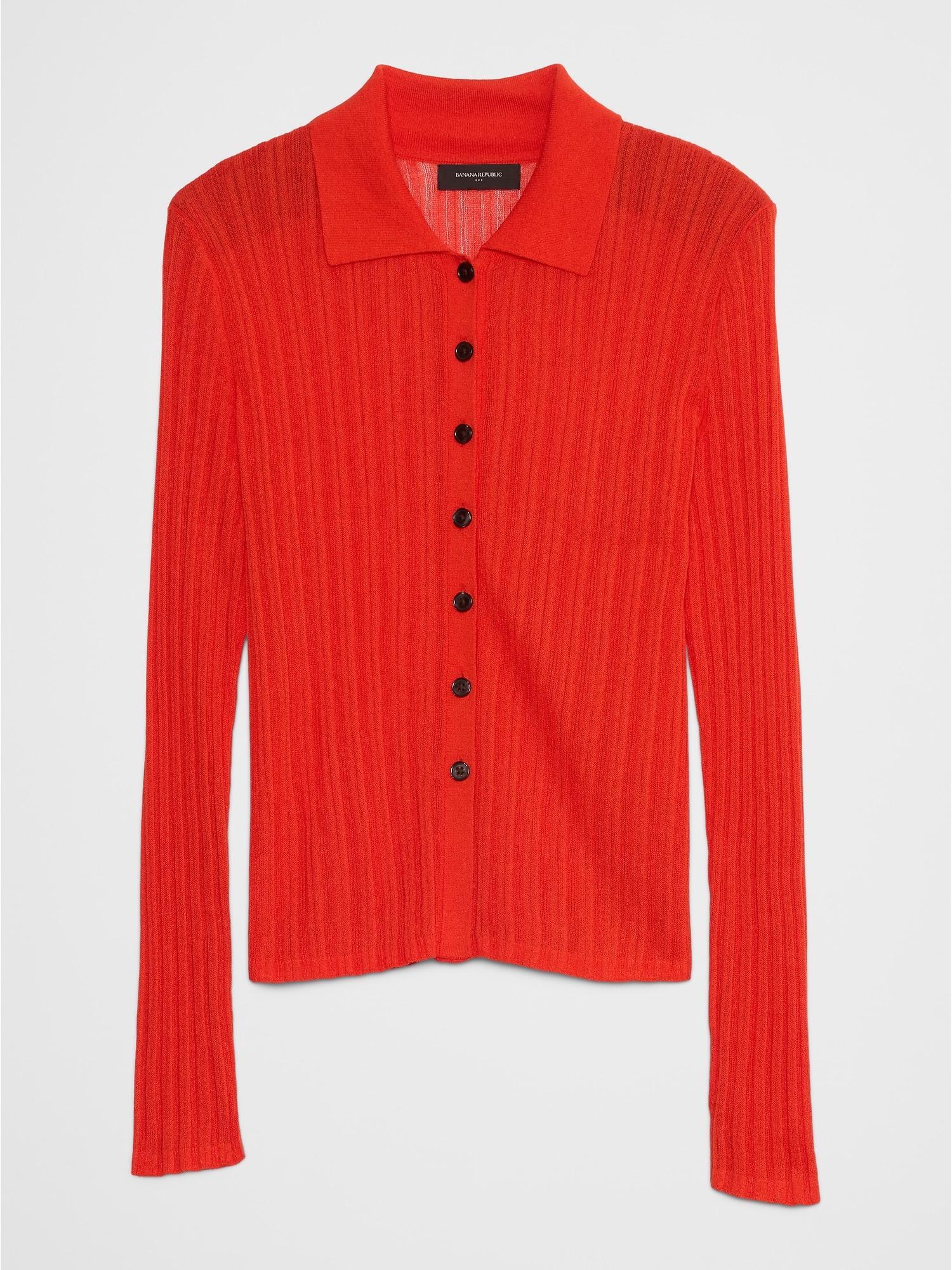 Sheer Button-Down Cardigan Sweater Product Image