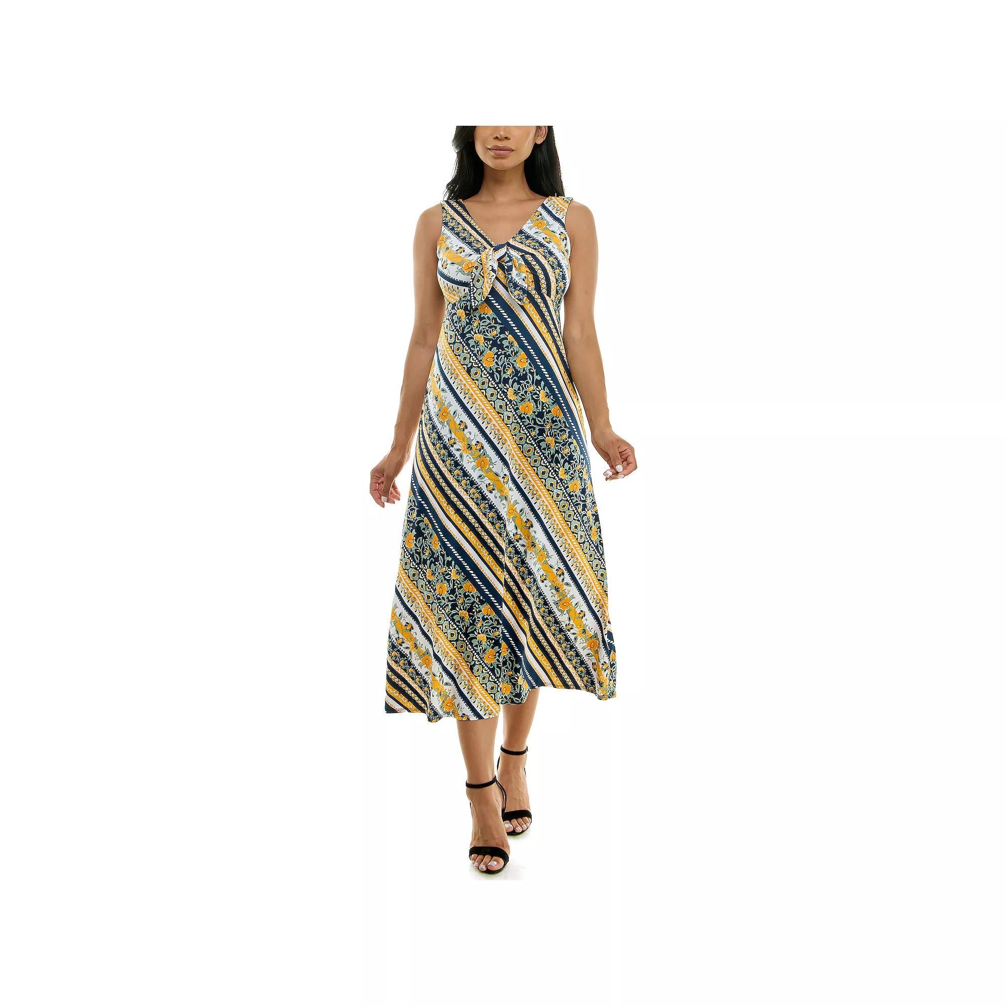 Women's Nina Leonard Tie Front Maxi Dress,  Product Image