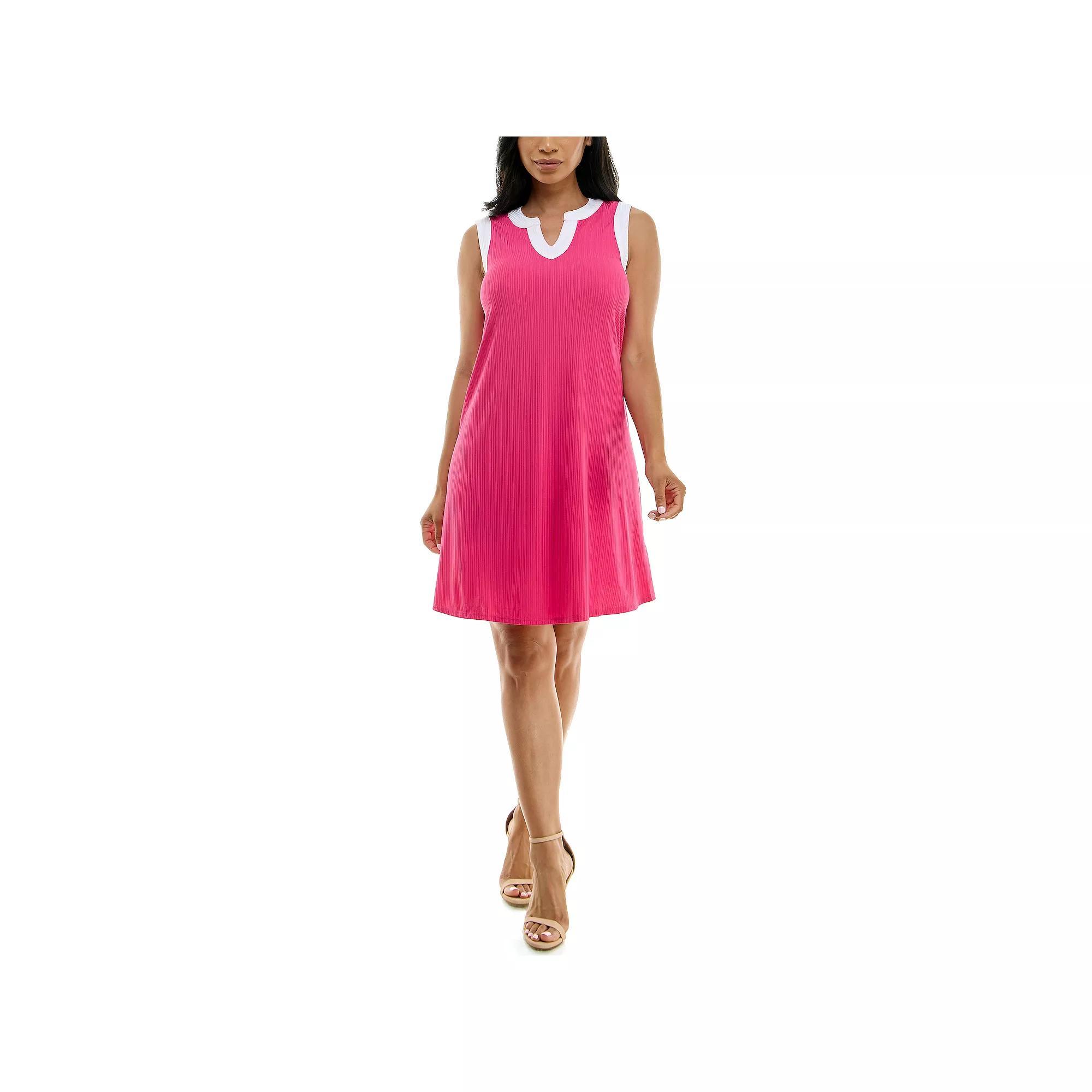 Women's Nina Leonard Colorblock Splitneck Dress,  Product Image