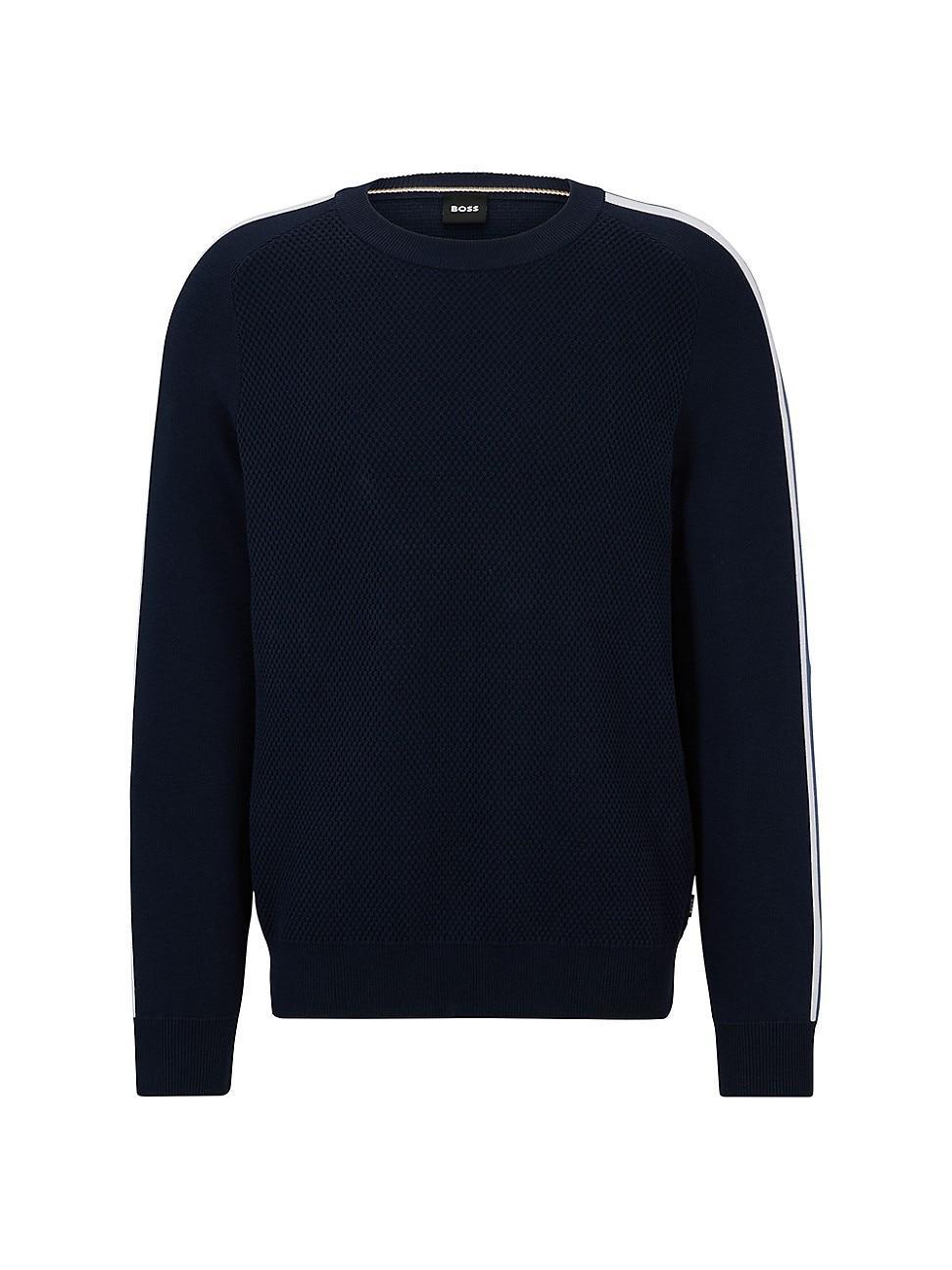 Mens Cotton Sweater with Color-Blocking Detail Product Image