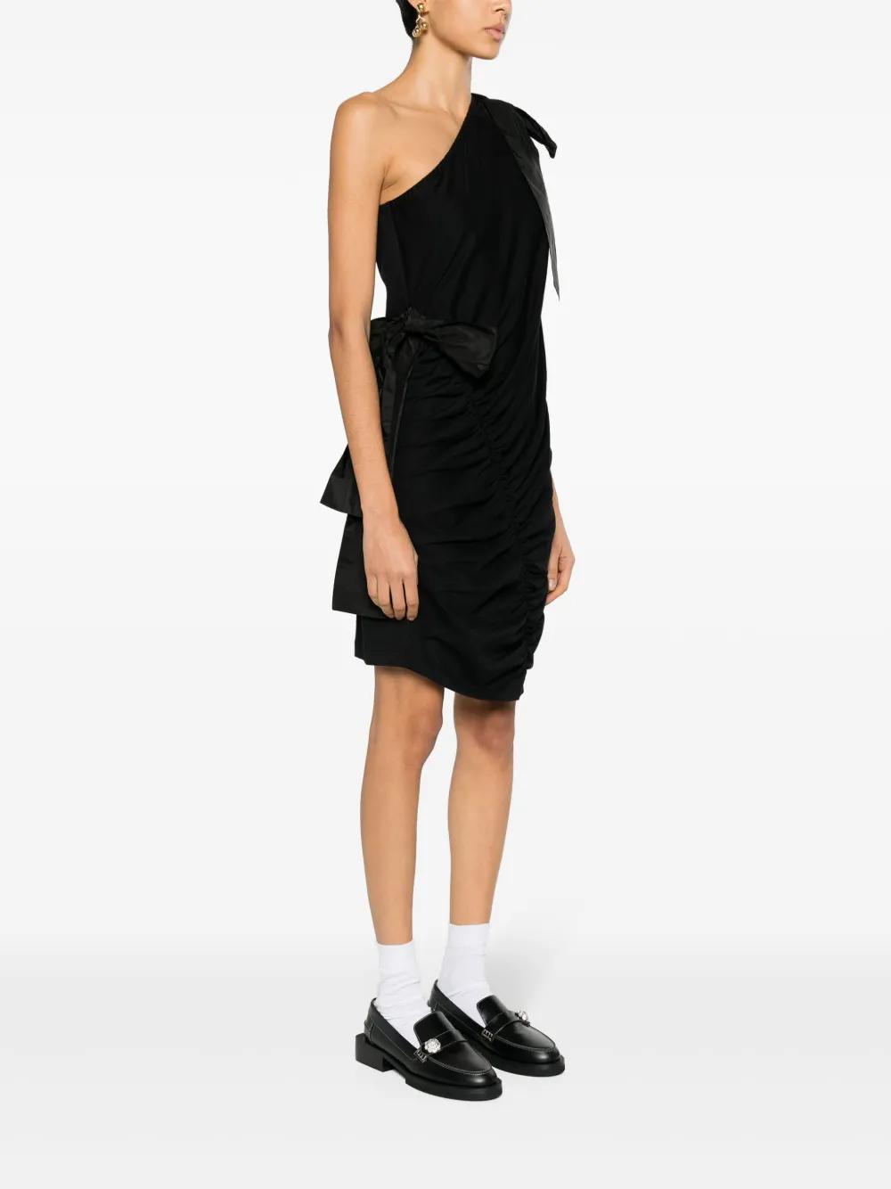 MSGM One-shoulder Bow-detailed Dress In Black Product Image