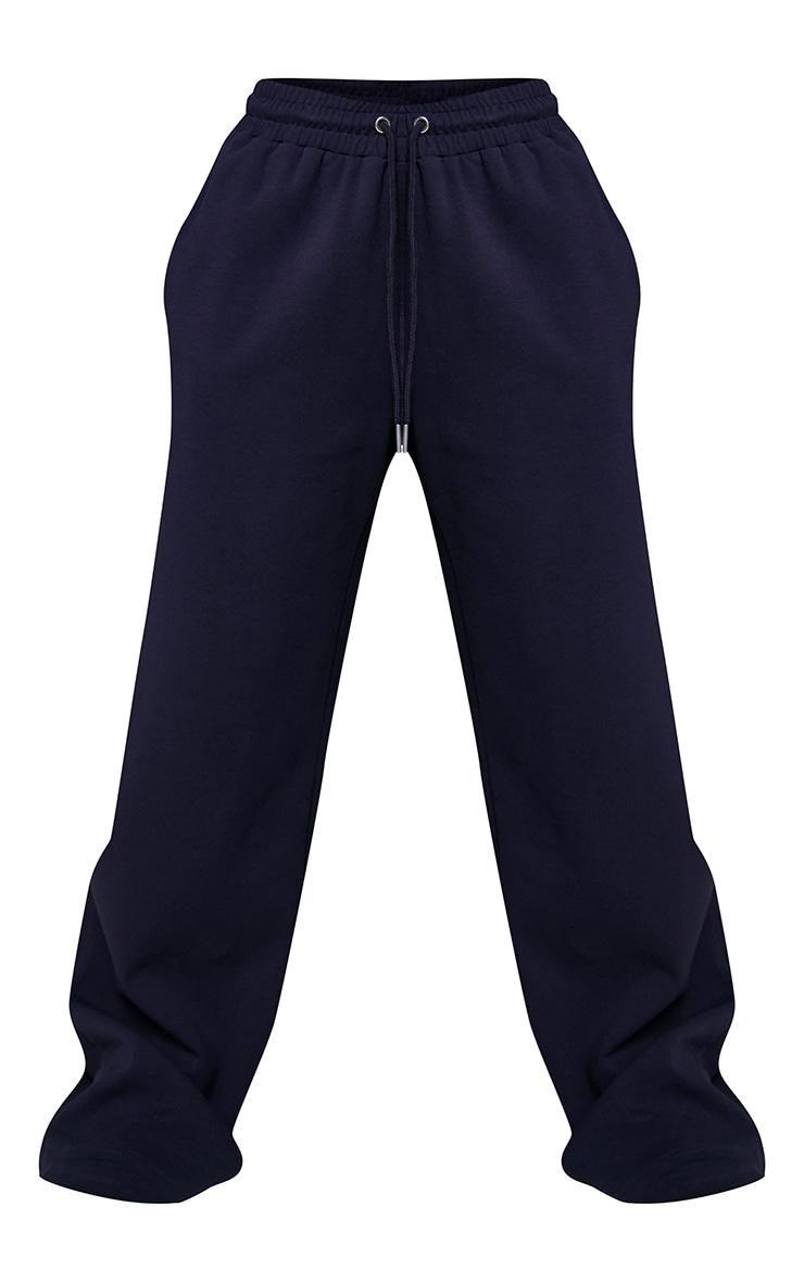 Navy Embroidered Interlock Wide Leg Sweatpant Product Image
