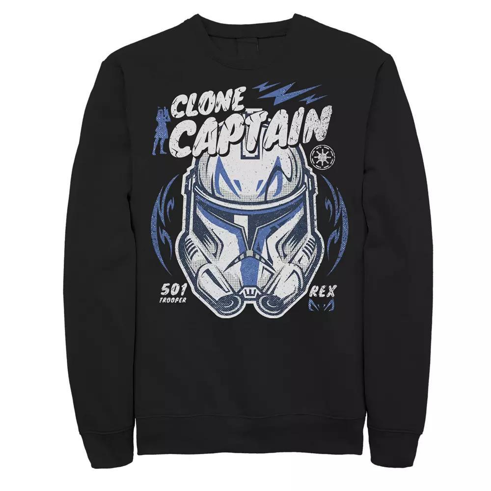 Men's Star Wars Clone Captain Head Shot Portrait Sweatshirt, Size: 3XL, Black Product Image