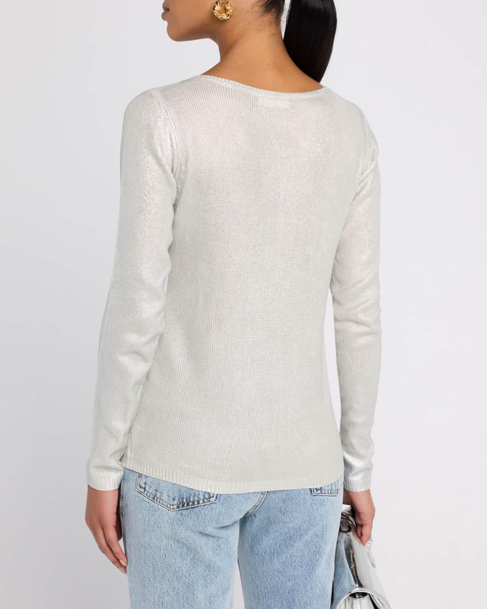 Scoop-Neck Metallic Silk Knit Pullover Product Image