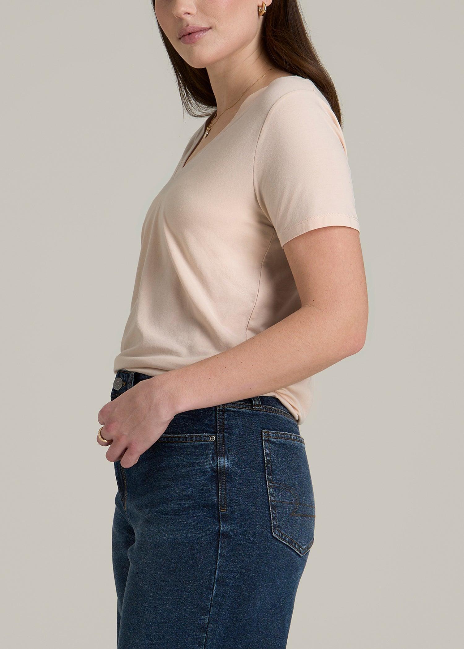 Scoop V-Neck Tee for Tall Women in Shell Female Product Image