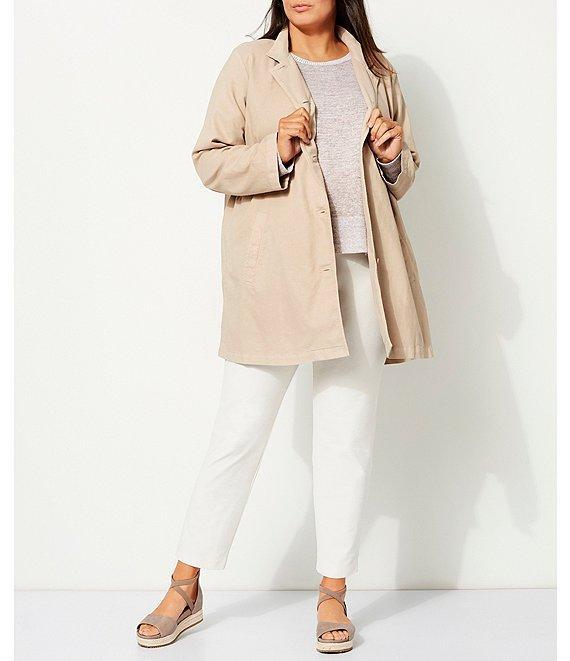 Eileen Fisher Plus Size Washable Stretch Crepe Pull-On Slim Leg Ankle Pants Product Image