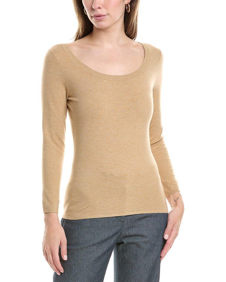 ST JOHN St. John Scoop Sweater In Brown Product Image