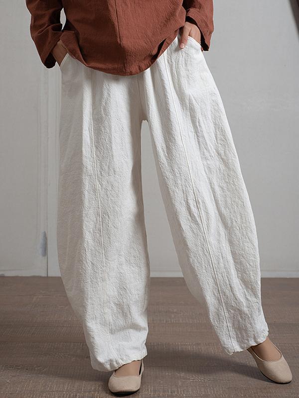 Simple High Waisted Solid Color Wide Leg Pants Product Image