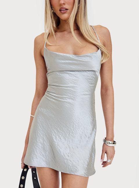 Celena Mini Dress Metallic Silver Product Image