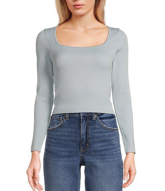 Moa Moa Seamless Ribbed Round Neck Long Sleeve Top Product Image