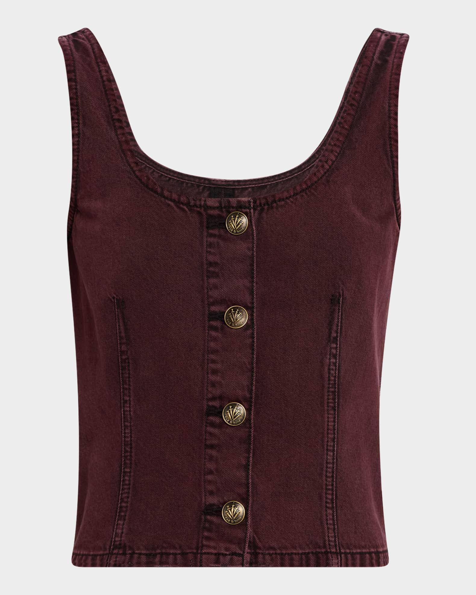 Poppy Button-Front Denim Tank Top  Product Image