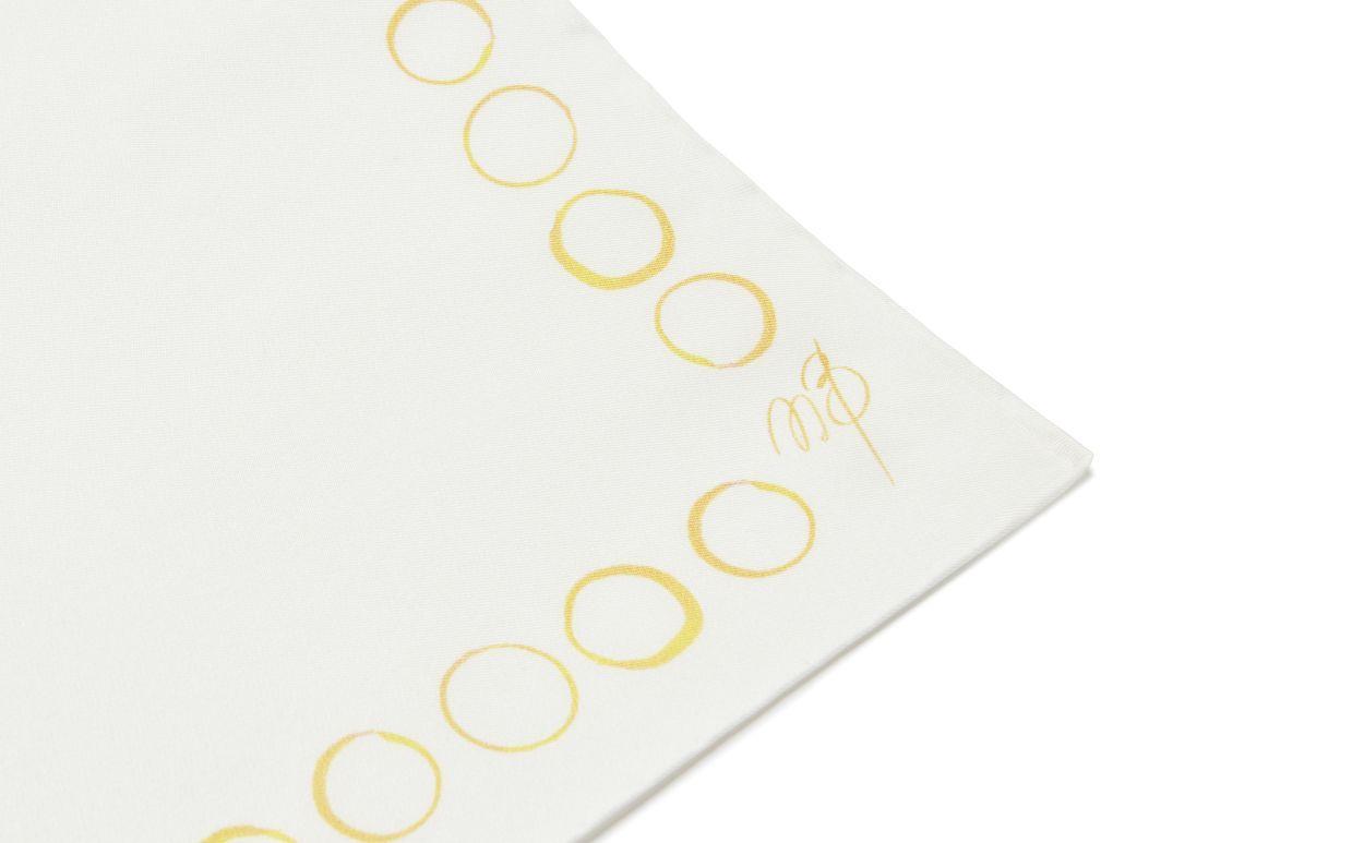 CIRCLES Ivory and Yellow Silk Pocket Square Product Image