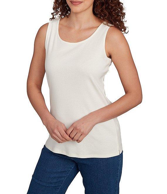Ruby Rd. Solid Ribbed Knit Scoop Neck Sleeveless Tank Product Image