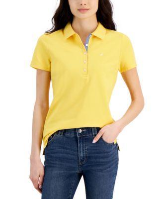 Nautica Jeans Womens Short-Sleeve Polo-Collar Shirt Product Image