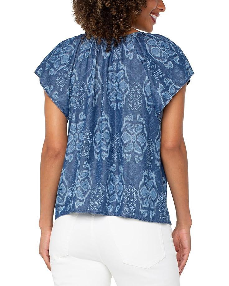 Petite Collared Camp Shirt With Hi-low Hem Product Image