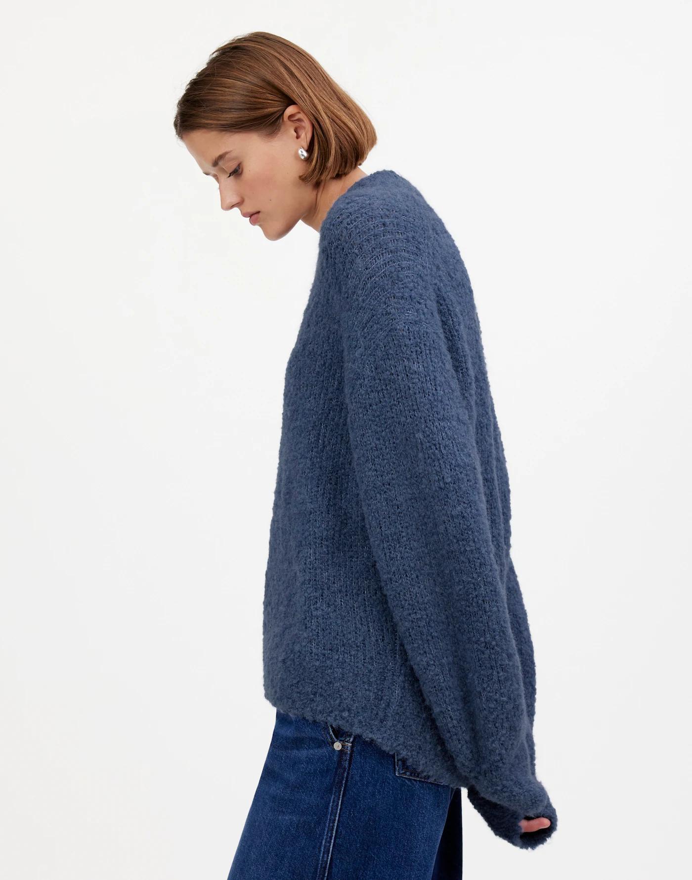 Wool-Alpaca Blend Bouclé-Knit Oversized Sweater Product Image