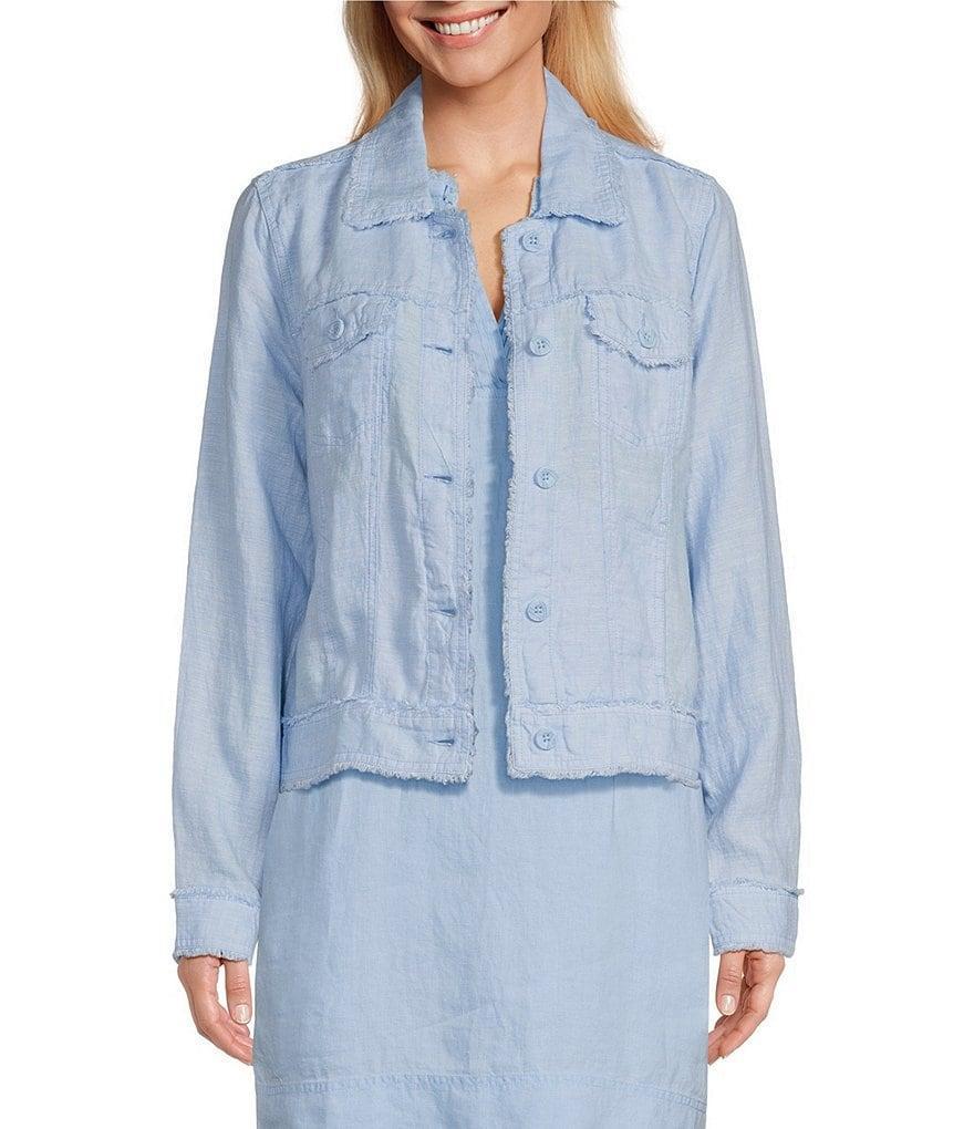 Tommy Bahama Two Palm Raw Edge Point Collar Long Sleeve Button Front Jacket Product Image