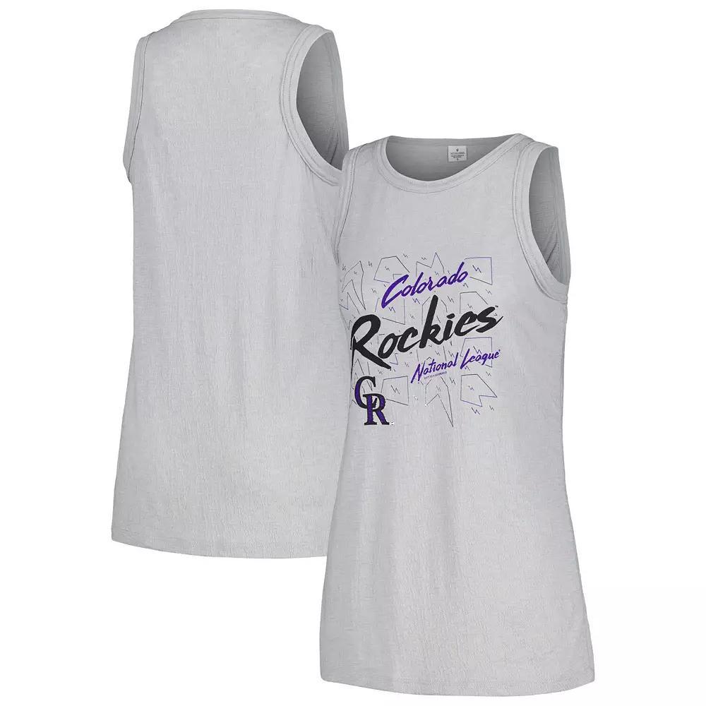 Women's Soft as a Grape Gray Colorado Rockies Gauze High Neck Tank Top,  Product Image
