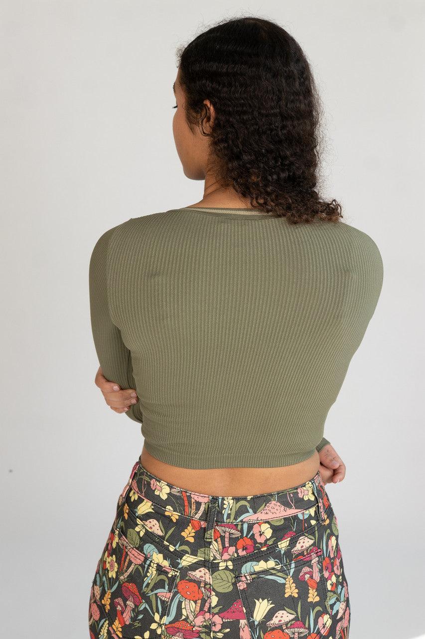 Sporty Notch Neck Long Sleeve Shirt Product Image