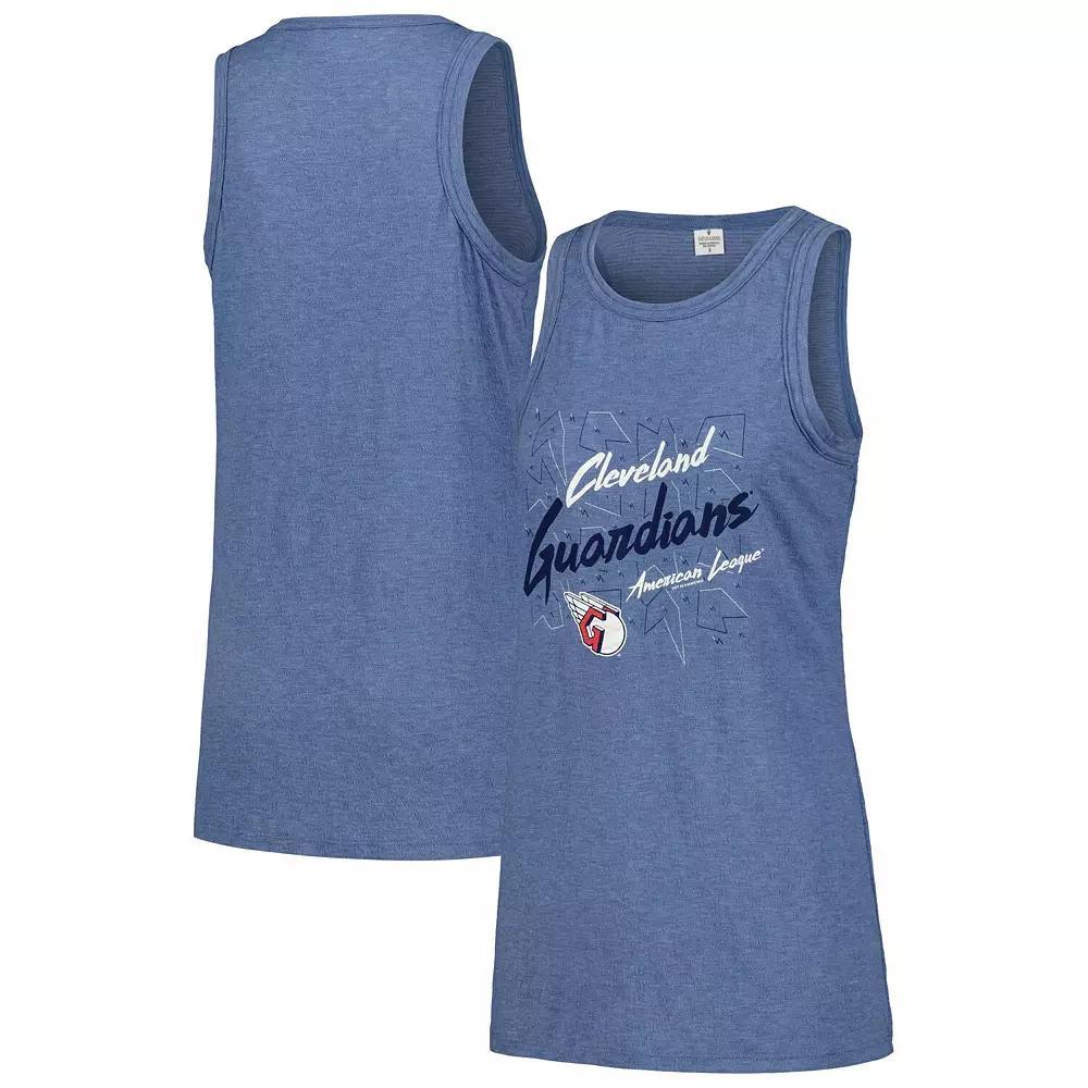 Women's Soft as a Grape Navy Cleveland Guardians Gauze High Neck Tank Top,  Product Image