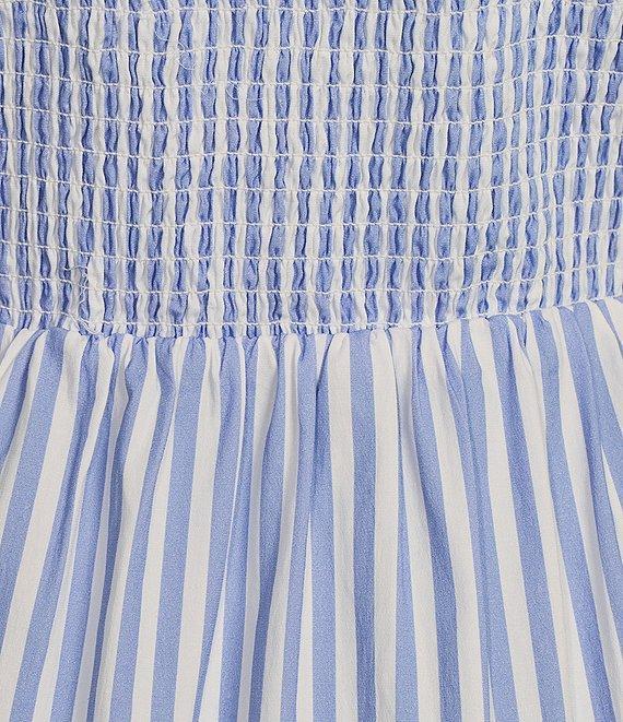 SAIL to SABLE Woven Stripe Print V-Neck Flutter Sleeve Tiered Dress Product Image