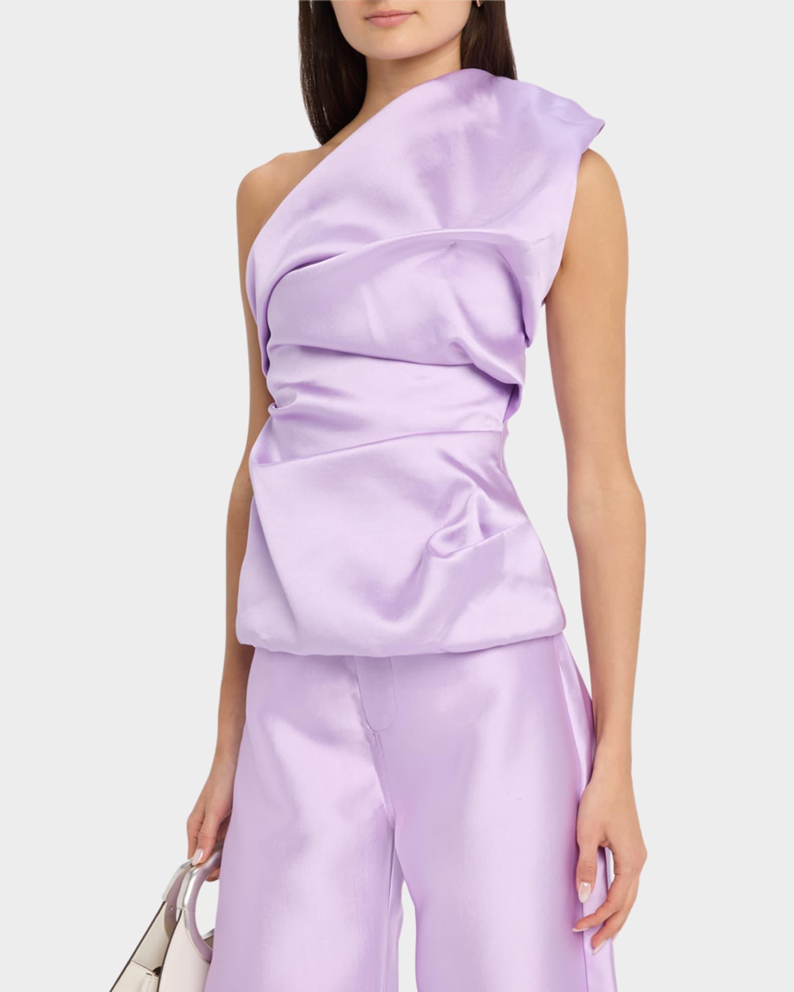 Draped Heavy Satin Sleeveless Top Product Image