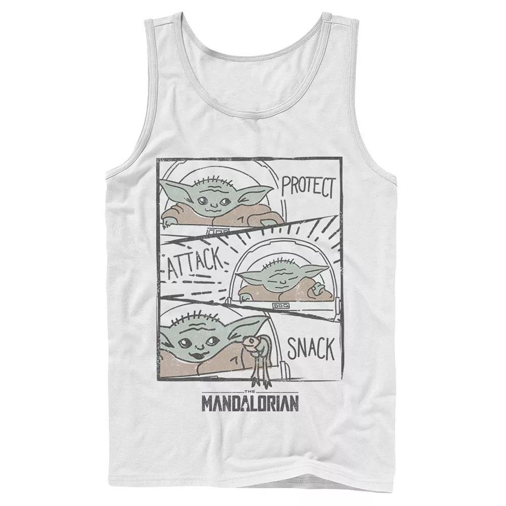 Men's Star Wars The Mandalorian The Child Protect Attack Snack Tank Top,  Product Image