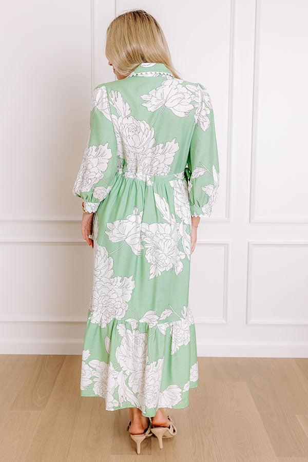Bistro Bound Floral Midi Dress in Seaglass Product Image