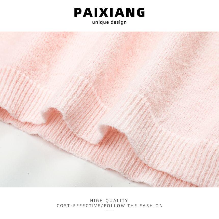 Round Neck Plain Sweater Product Image