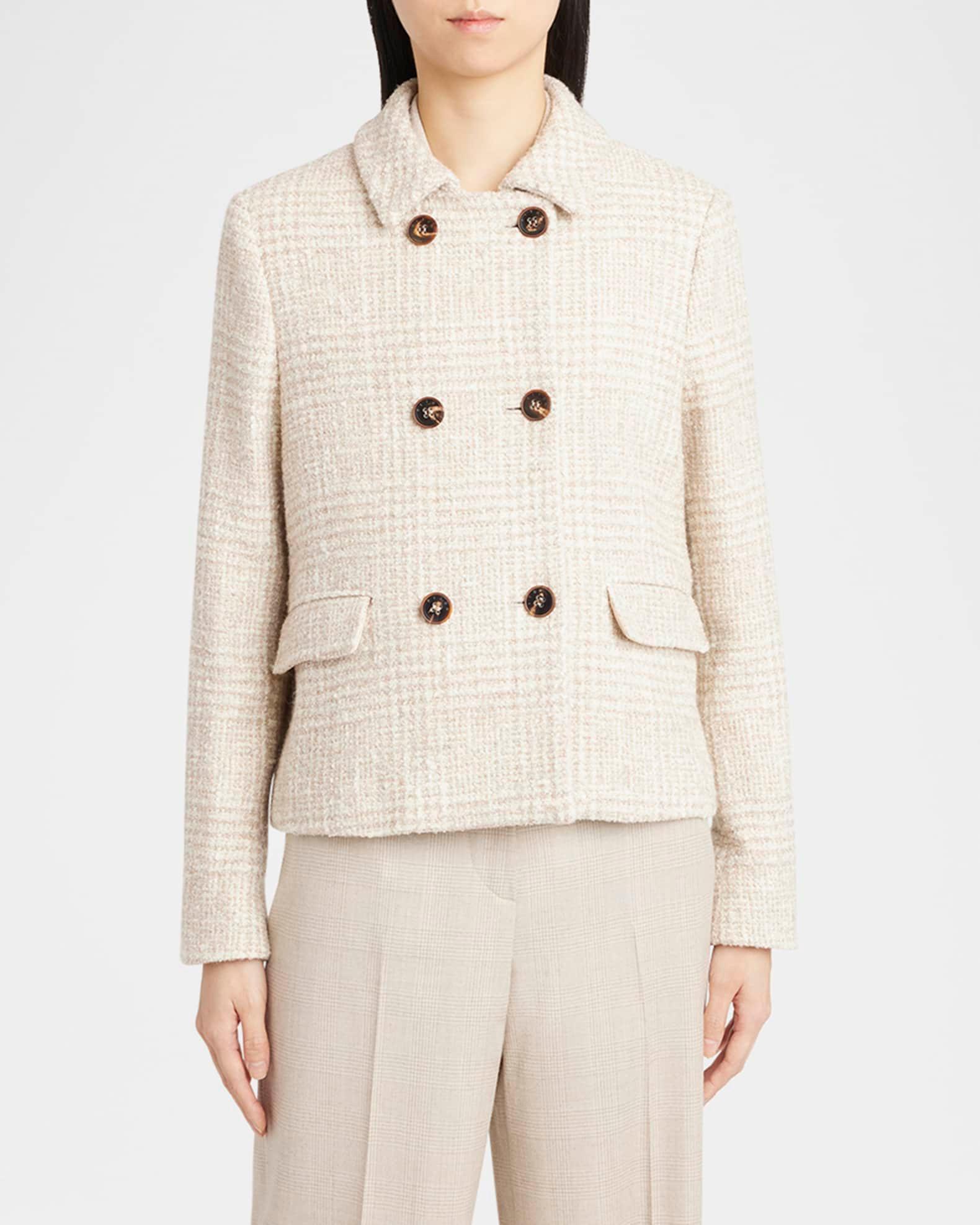 Check Tweed Double-Breasted Coat Product Image