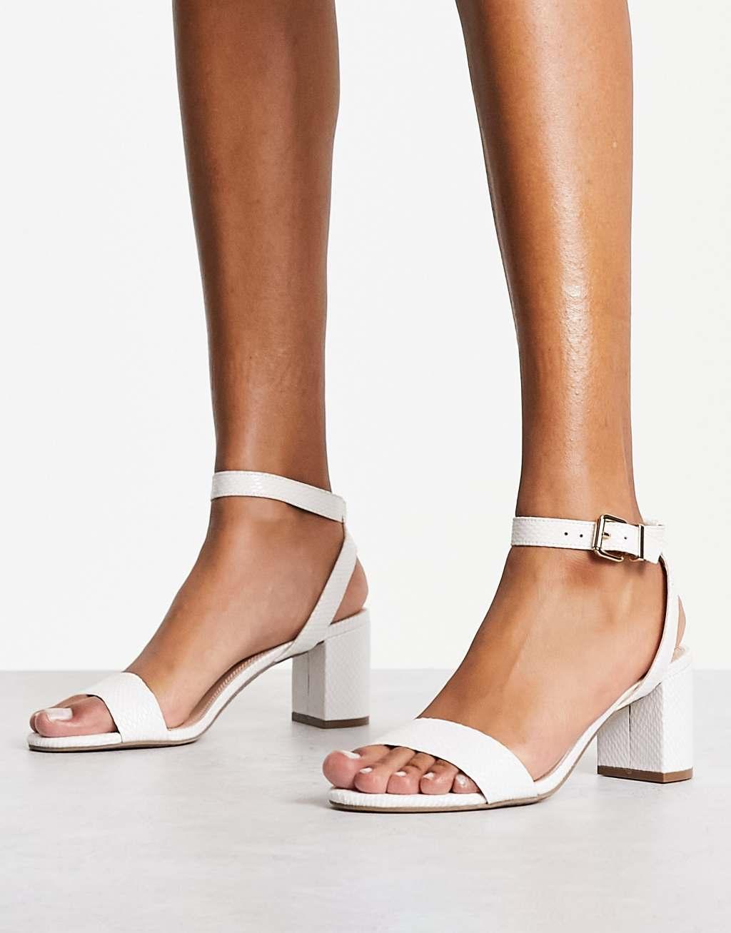 Dune London block heel sandals in white Product Image