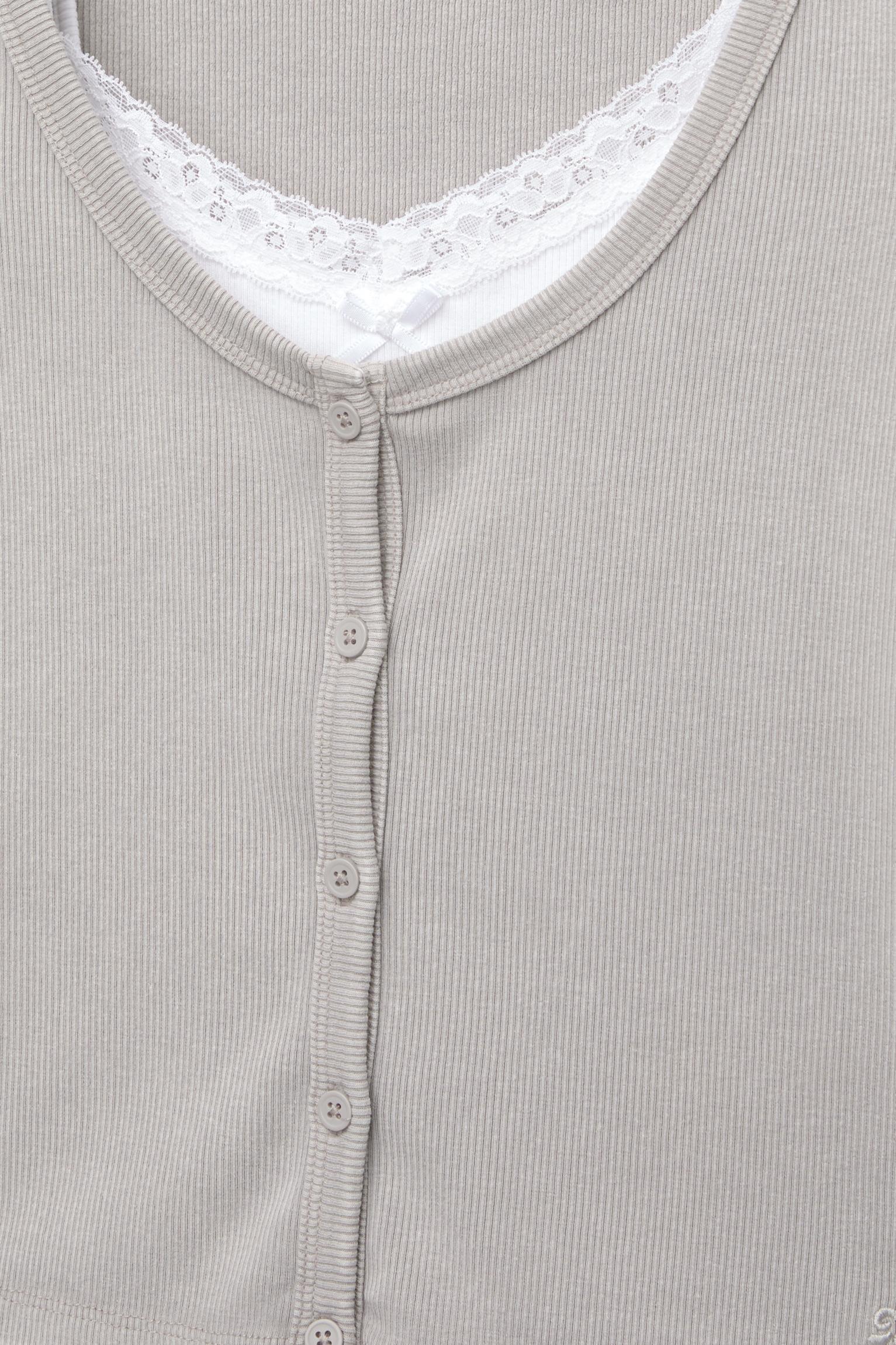 Ribbed T-shirt with buttons Product Image