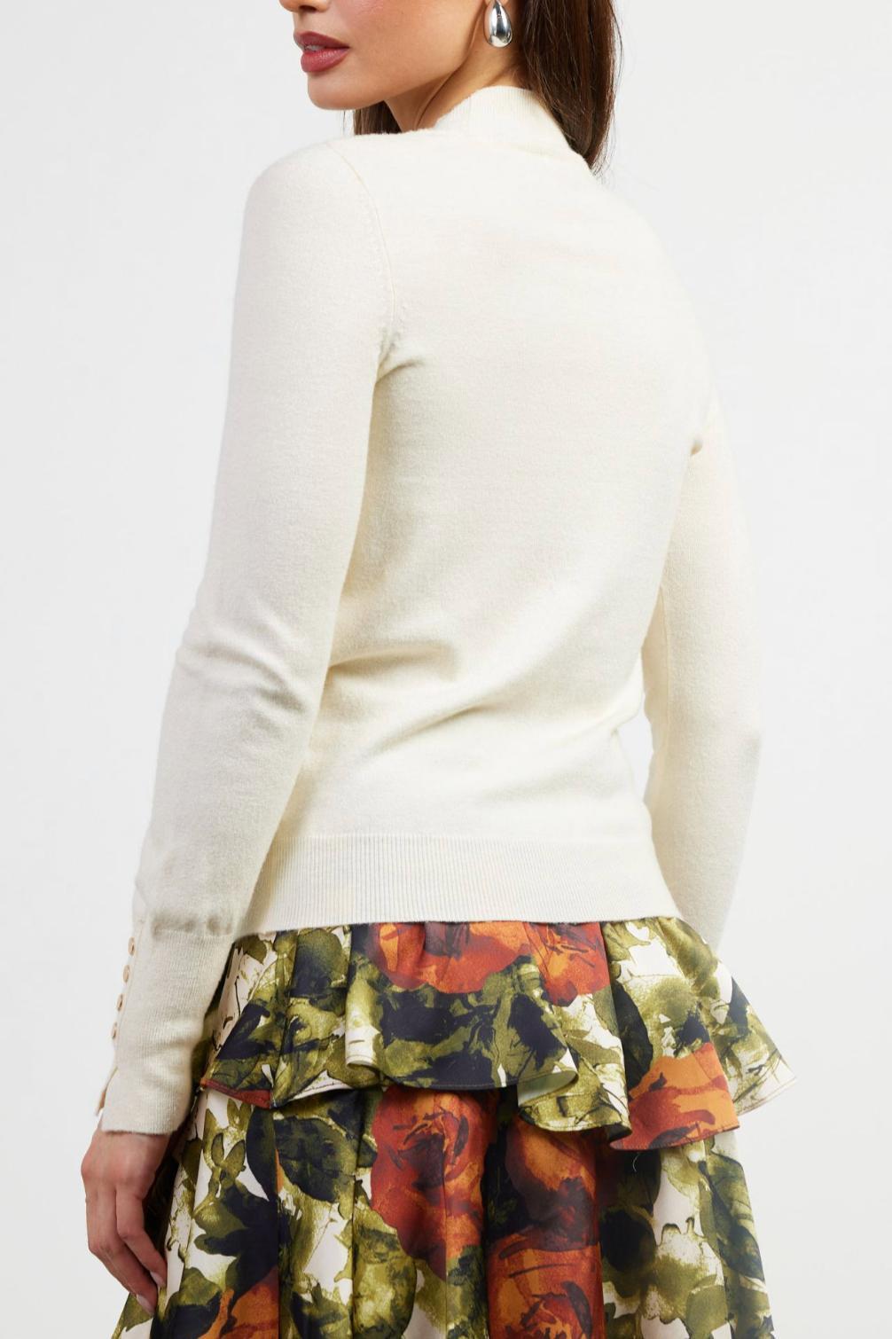 Mock Neck Sweater w/ Button Detail Product Image