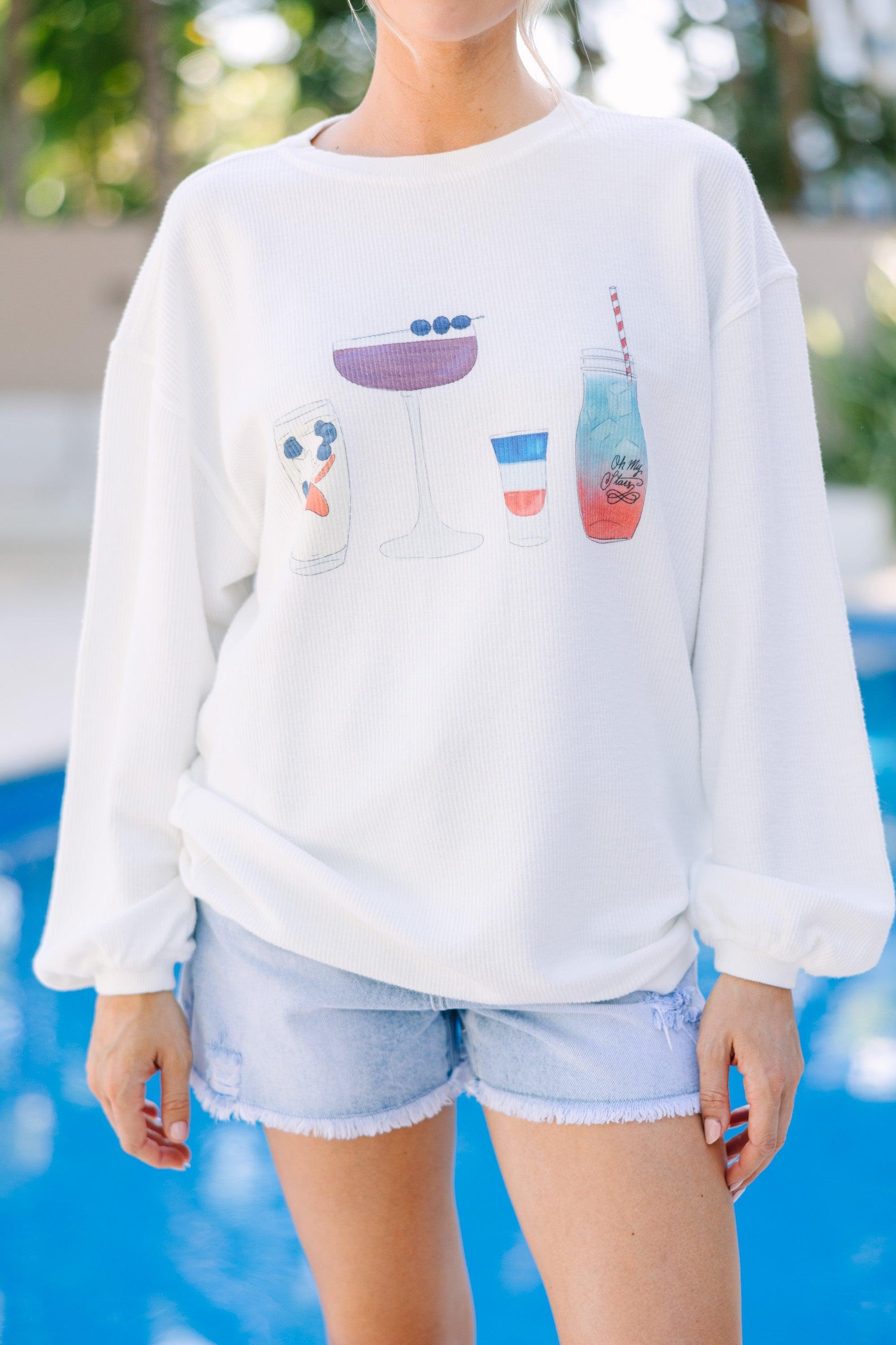 American Spirit White Graphic Corded Sweatshirt Female Product Image