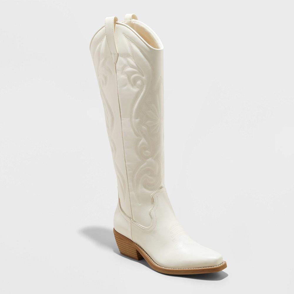 Womens Kenzi Wide Calf Western Boots with Memory Foam Insole - Wild Fable Ivory 6WC Product Image