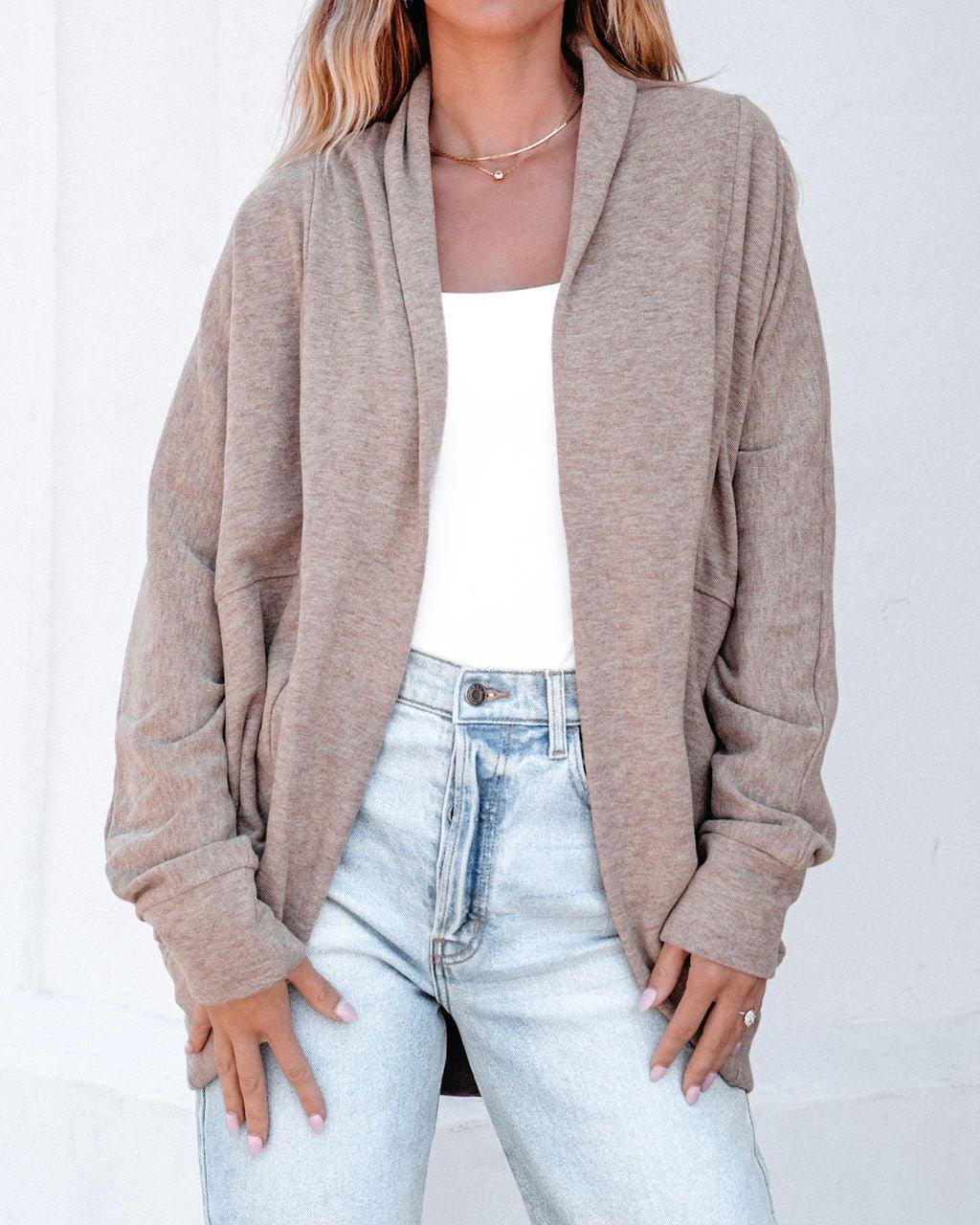 Make It Yours Taupe Brushed Cardigan - FINAL SALE Female Product Image