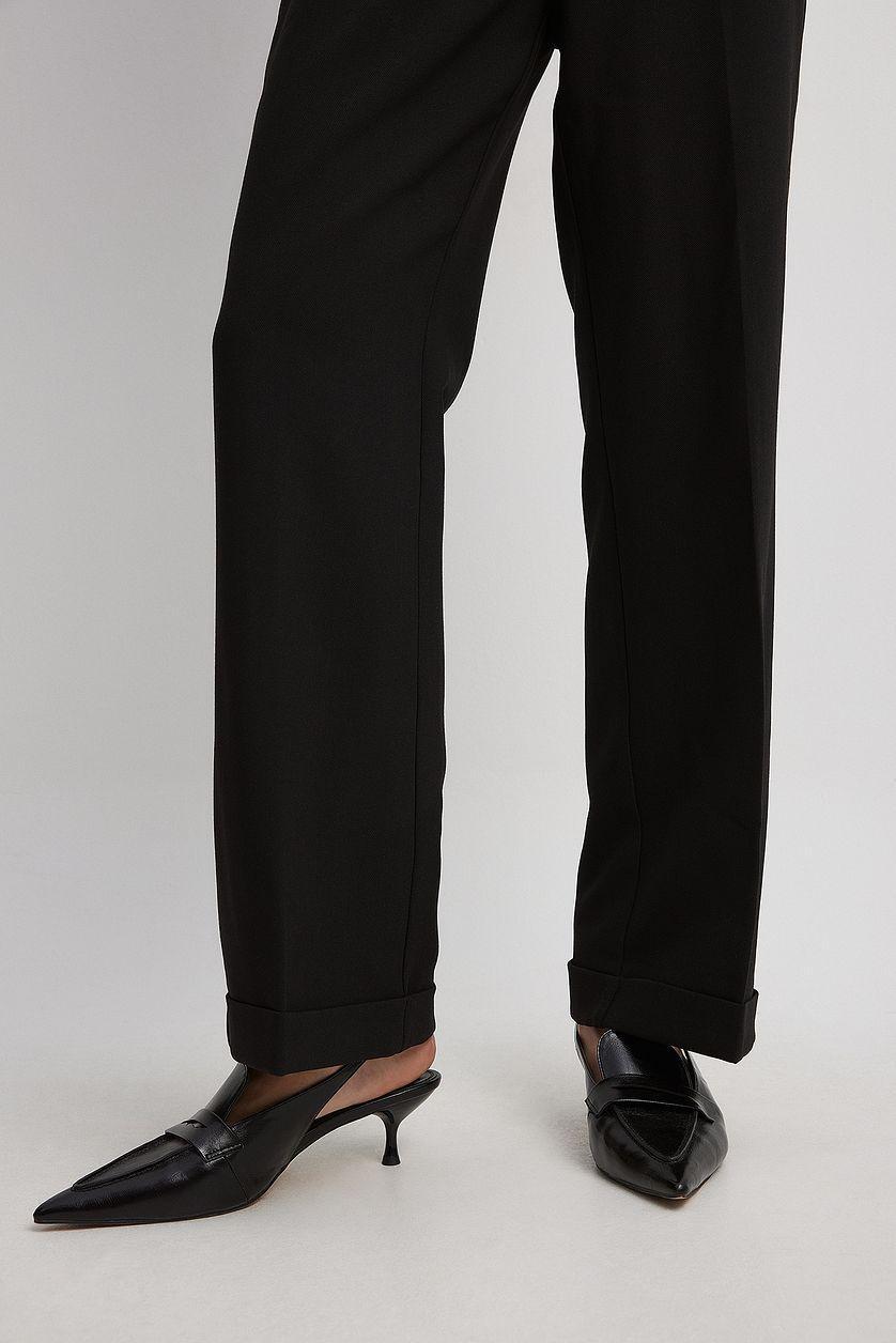 Tailored Mid Waist Suit Pants Black Product Image