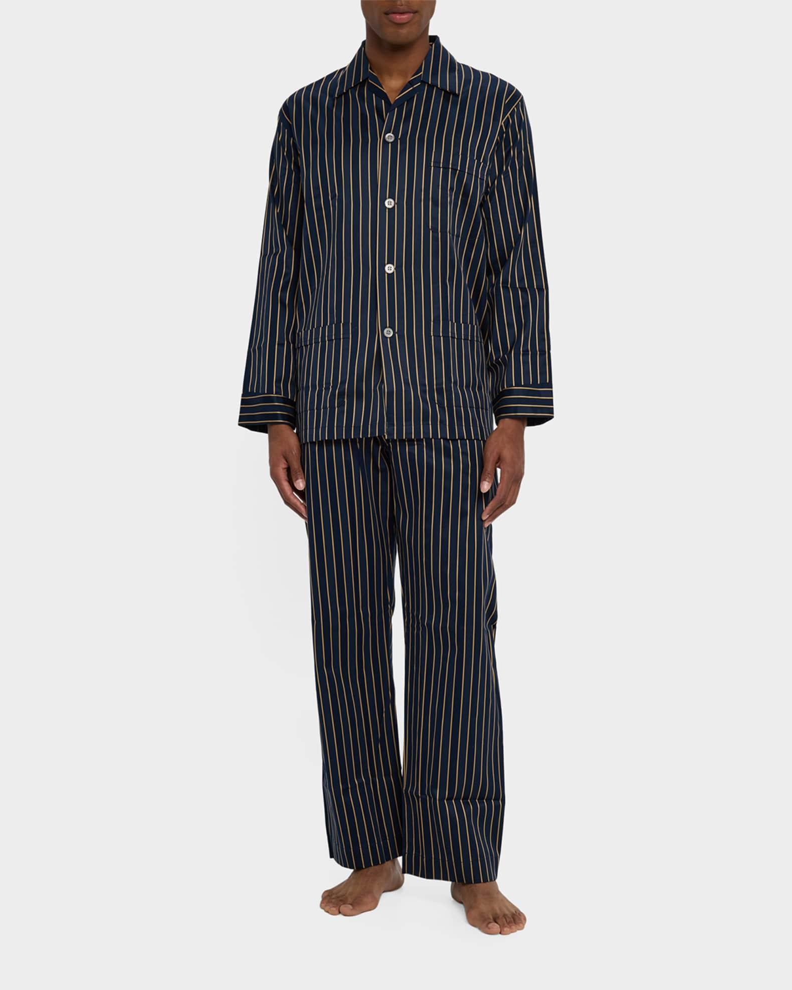 Men's Royal Satin Stripe Long Pajama Set Product Image