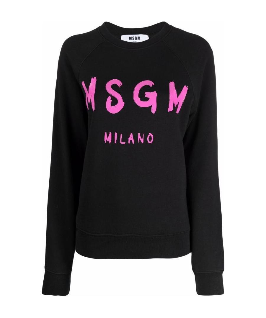 MSGM Logo-print Cotton Sweatshirt In Black Product Image