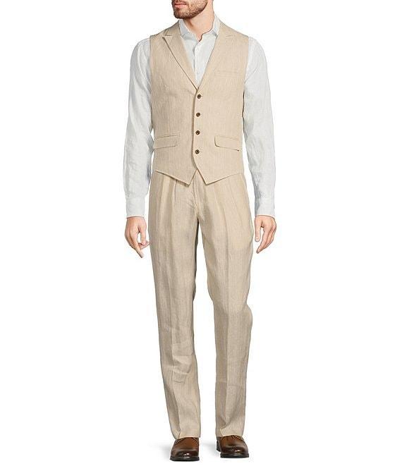 Murano Classic Fit Linen Suit Separates Stripe Vest Product Image
