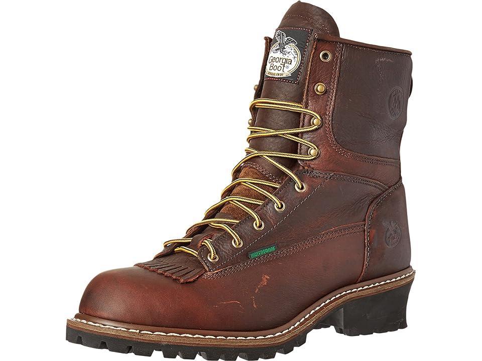 Georgia Boot Logger 8 Waterproof w/ Removable Kiltie (Tumbled Chocolate) Men's Waterproof Boots Product Image