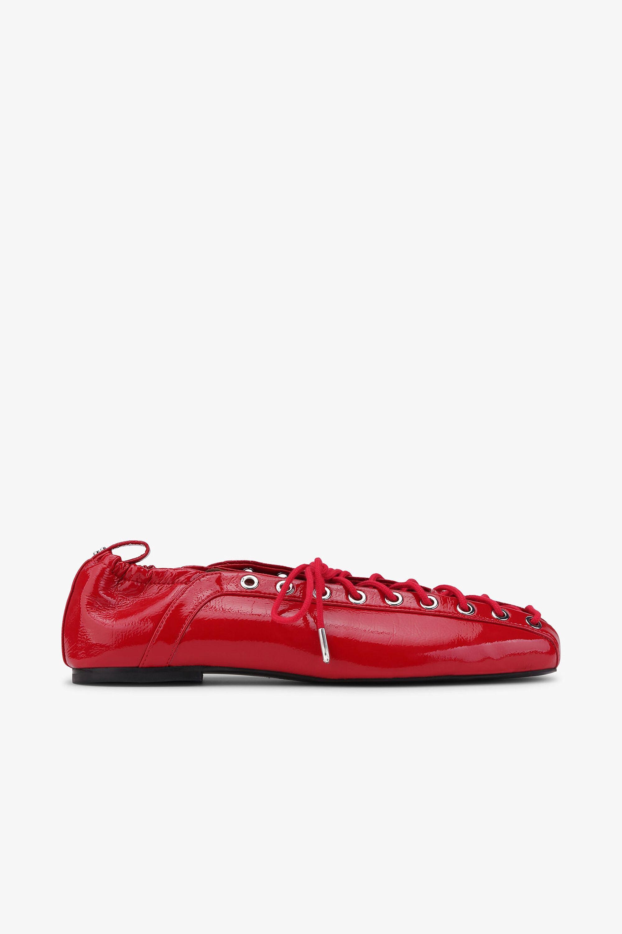 Red Lace-Up Ballerinas Product Image