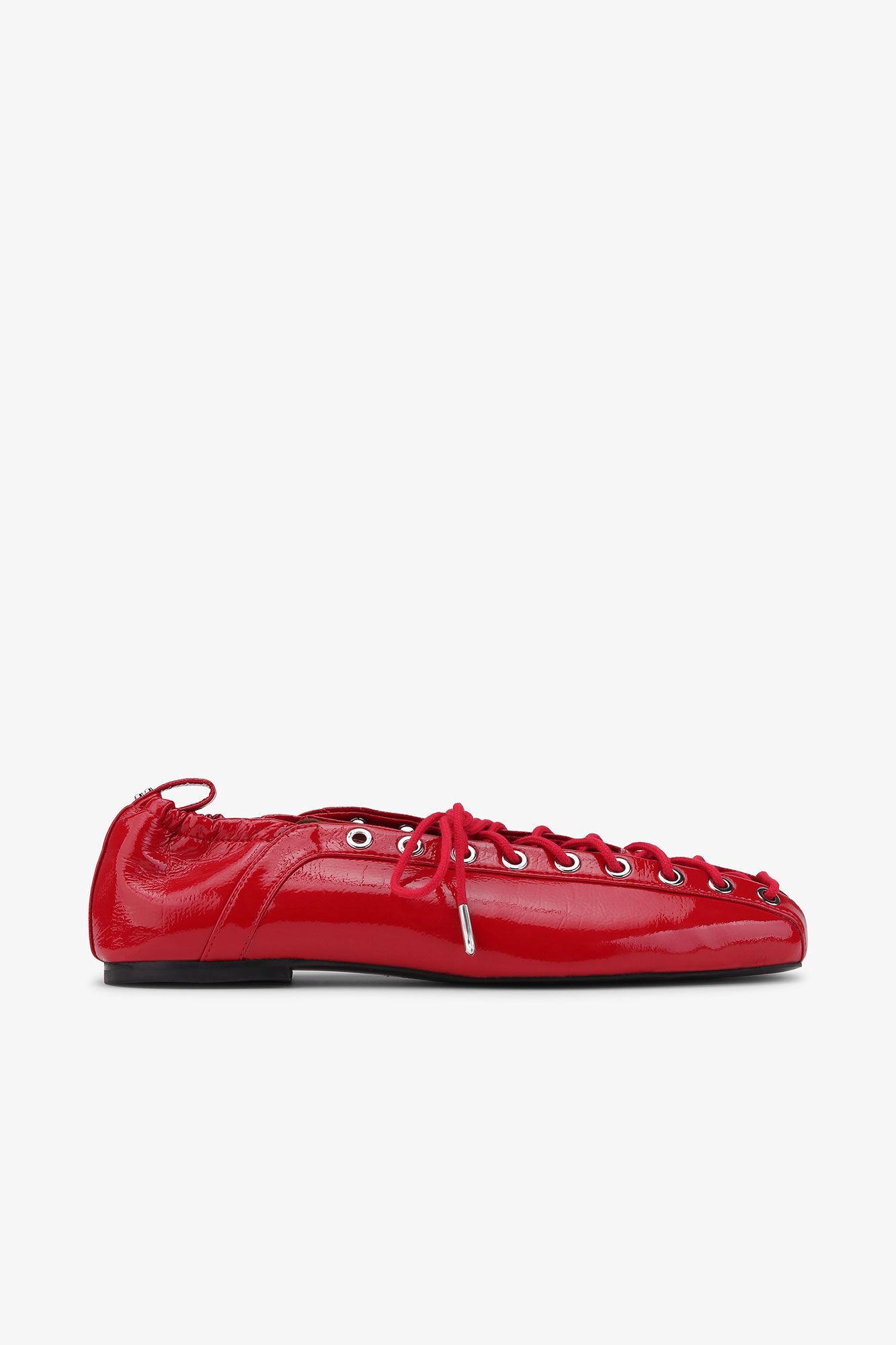 Red Lace-Up Ballerinas Product Image